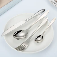 24 pcs stainless steel cutlery set luxury vintage beautiful hand mirror full tableware set home kitchen utensils on the table
