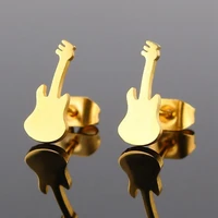 tulx stainless steel jewelry music instrument guitar stud earrings for women girl musical earrings oorbellen homme femme bijoux