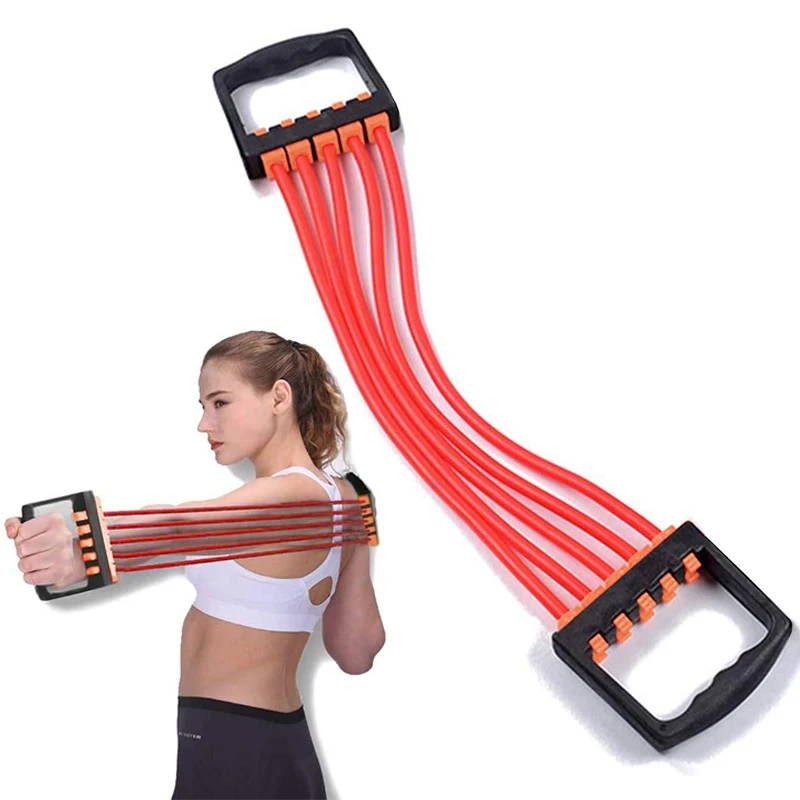

Profession Resistance Chest Expander Strong Cable Band Puller Exercise Fitness Can Removable 5 Latex Tube Spring Exerciser