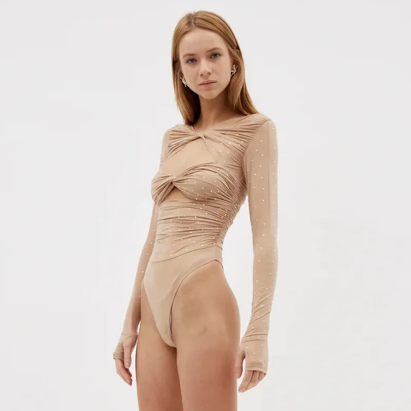 New Sexy Bodysuit Women'S Fashion Hollow Hot Drill Bottoms