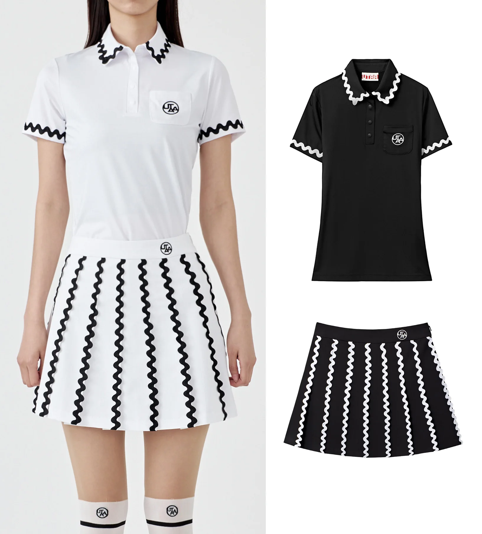 

【 Presale 】Ladies Golf Shirt/Skirts Suit 2023 Summer New Women's Short Sleeve Polo Shirts A-Line Skirts Golf Clothes Set UT004