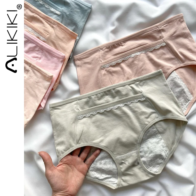 

3 Pack Panties For Menstruation Cotton Menstrual Panties With Pocket High Waist Period Underwear Leak Proof Culotte Menstruelle