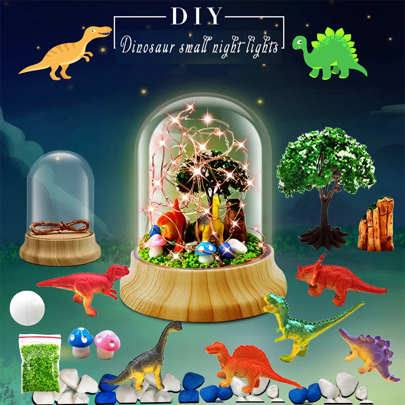 

Ночсветильник ручной работы «сделай сам», мини-динозавр, кролик, микро-ландшафтное украшение, ночник, Декор, украшение, рождественский пода...