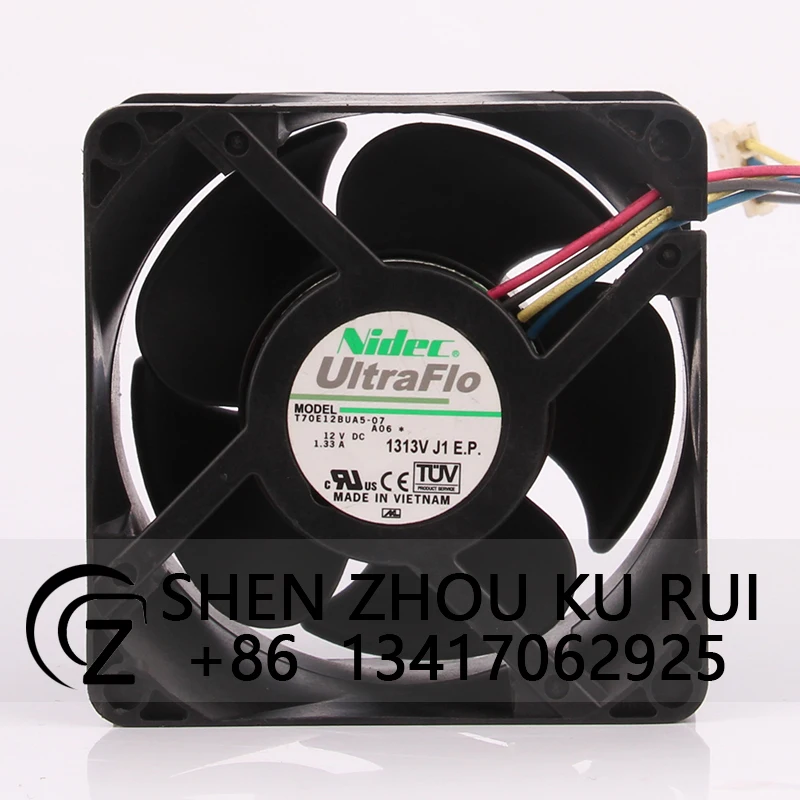 T70E12BUA5-07A0 6 Чехол охлаждающий вентилятор для NIDEC 24V48V DC12V 1.33A EC AC 7 см 70x70x38 мм 7038 4-проводной ШИМ Мощный двойной шарикоподшипник
