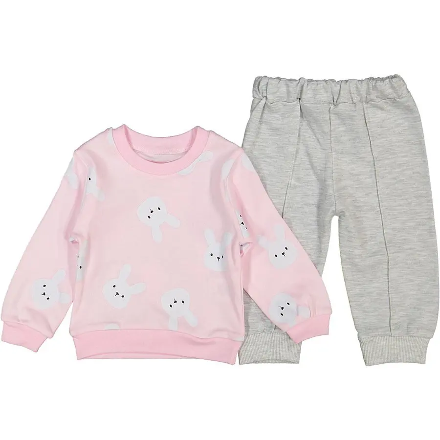 

Пижамный комплект 2 'li розово-серого цвета с принтом кролика