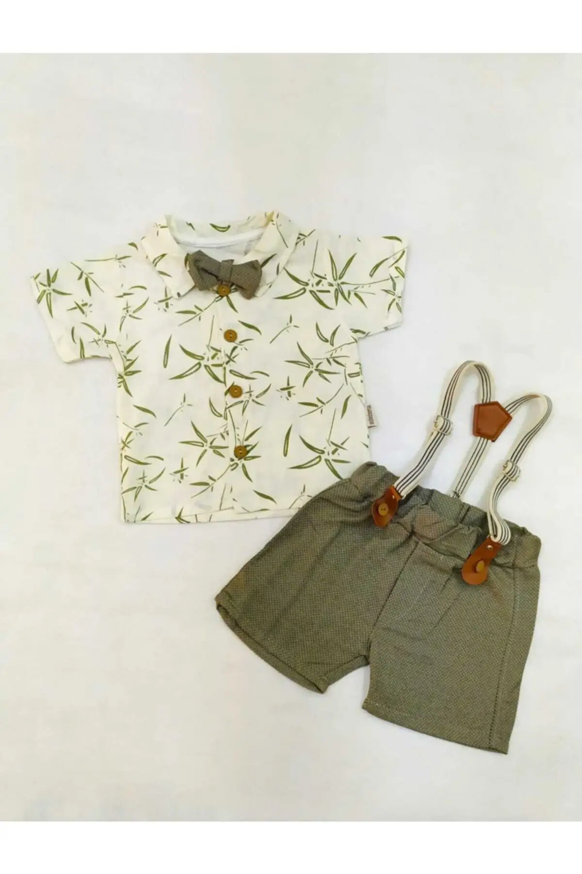 

Baby Suit Geometric Cotton White V-Neck