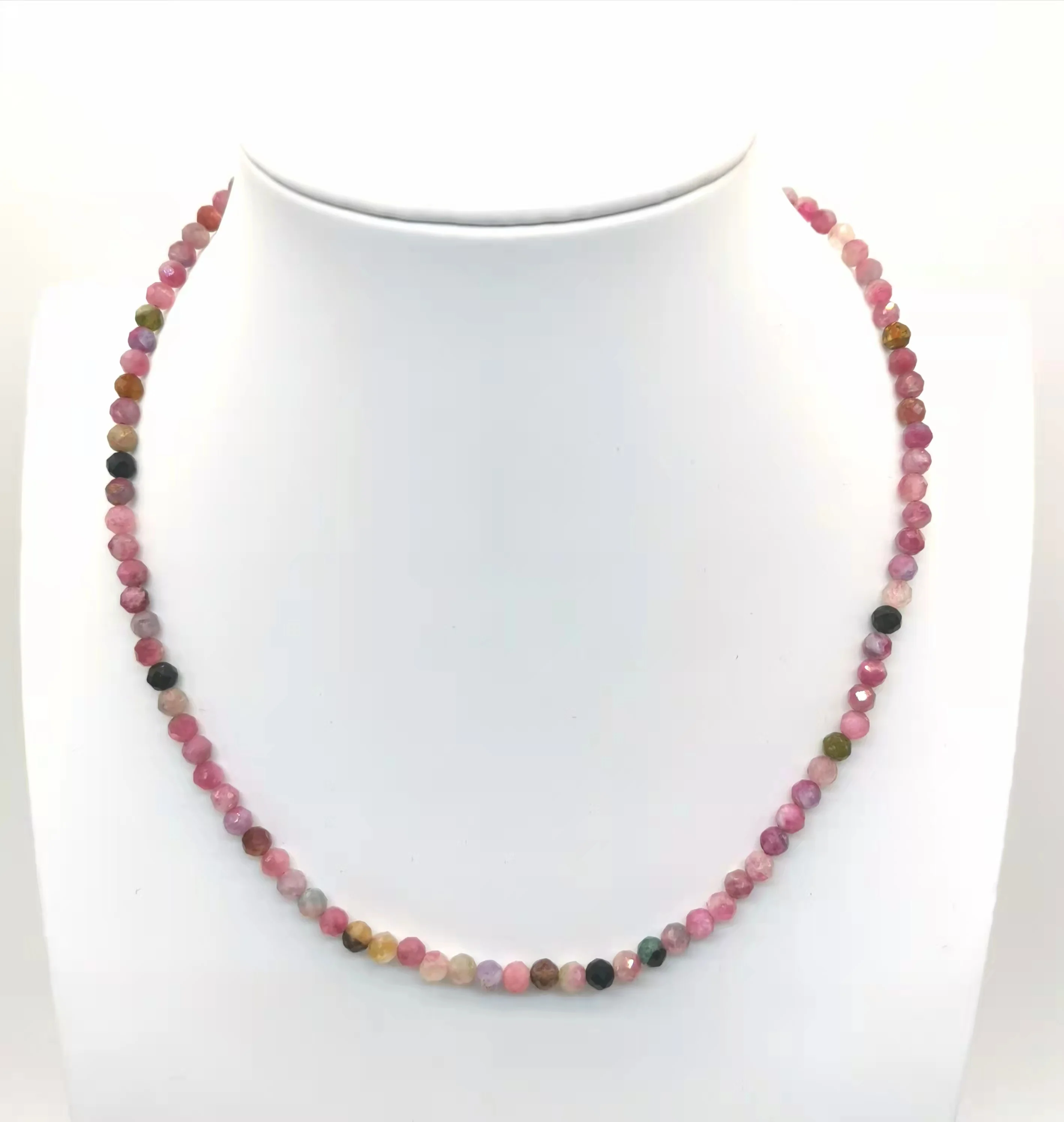 

4MM Faceted Sakura Pink Tourmaline Necklace Natural Gemstones Beaded 14K Gold Filled Collier Femme Women Gift BOHO Necklace