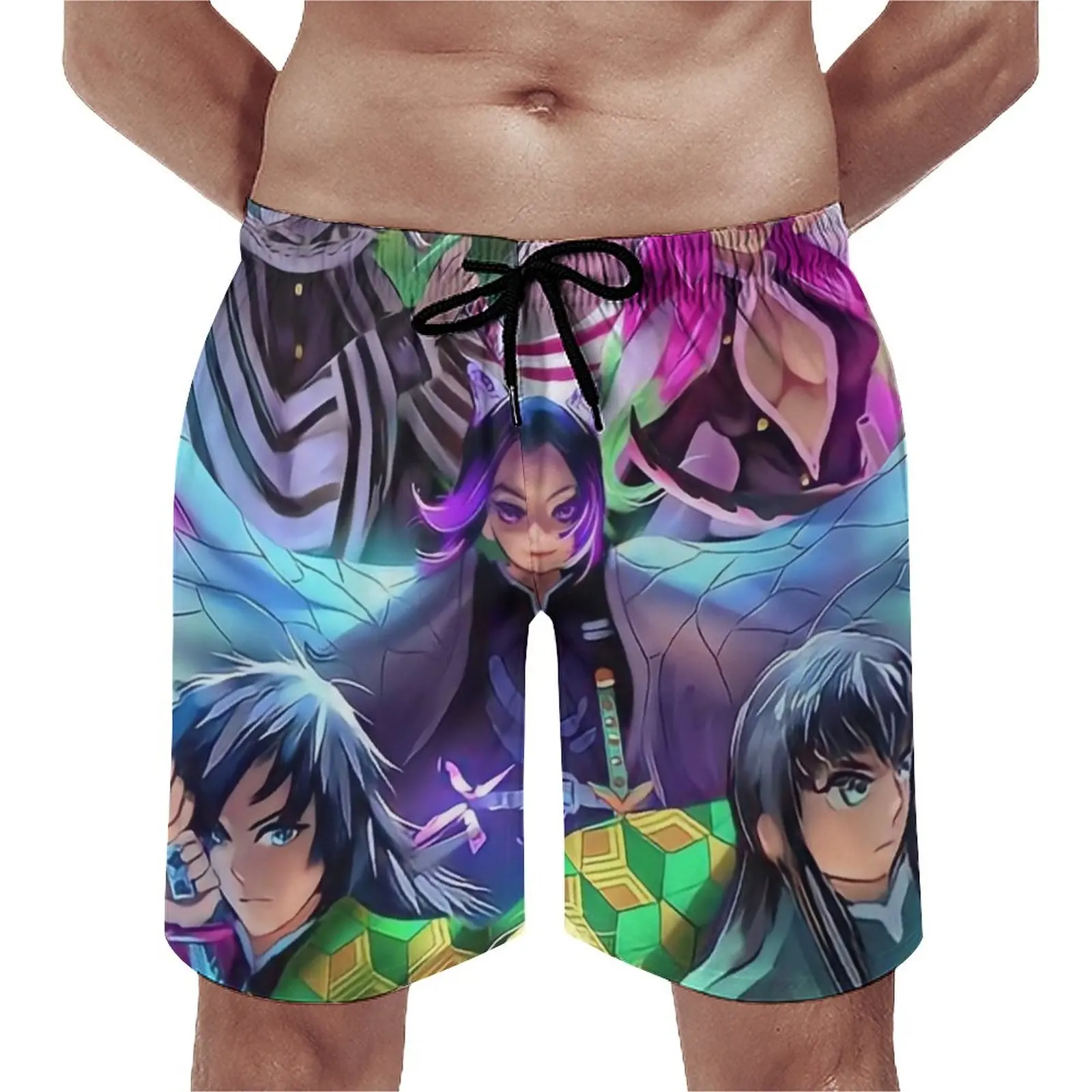 

Demon Slayer Print Gym Shorts Summer Funny Anime Casual Beach Short Pants Men Running Quick Dry Design Swimming Trunks