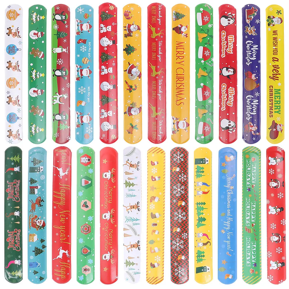 

24pcs Christmas Slap Bracelets Xmas Style Slap Wristband Party Favors Bracelets