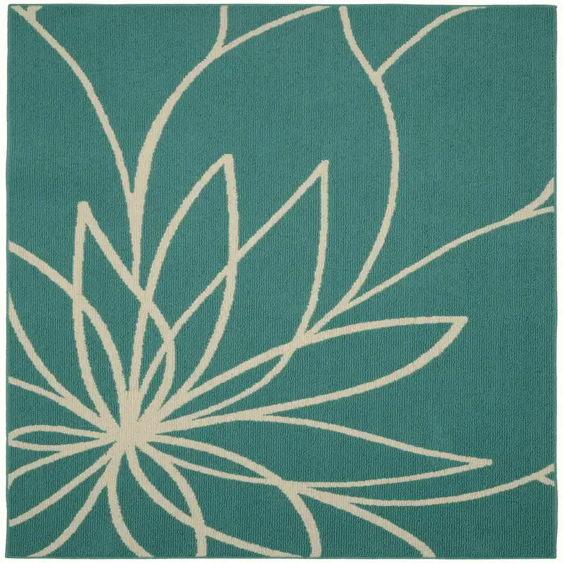 

Rug Grand Floral 8 ft. x 10 ft. Large Area Rug Teal/Ivory
