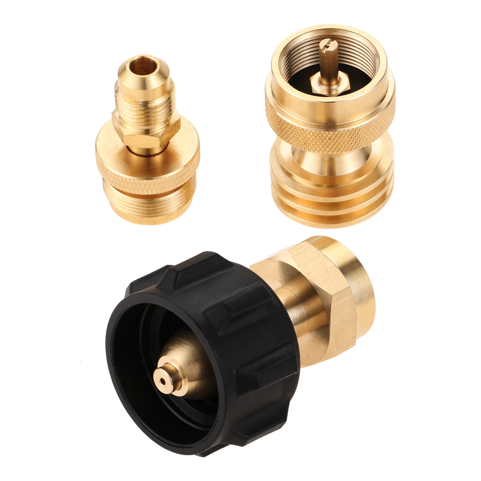 3pc/kit Propane Refill Adapter Solid Brass fit for 1LB QCC1 / POL Tank Regulator Throwaway Disposable Bottle Grill Burner Heater