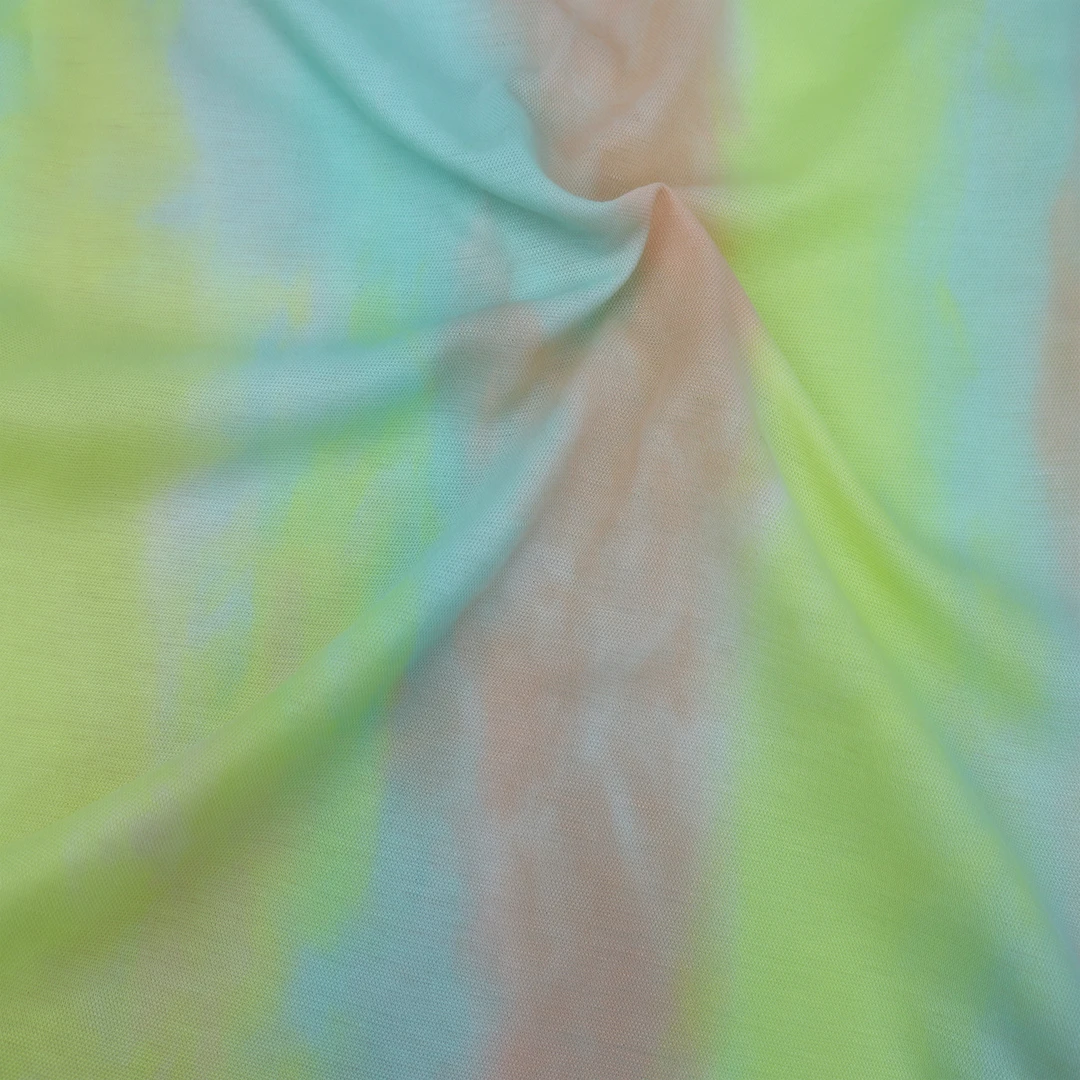 

Knitted Viscose Staple Fabric Light Pink Yellow Green Tie-dyed Nylon Cotton 155g Home Textile Decorative Garment