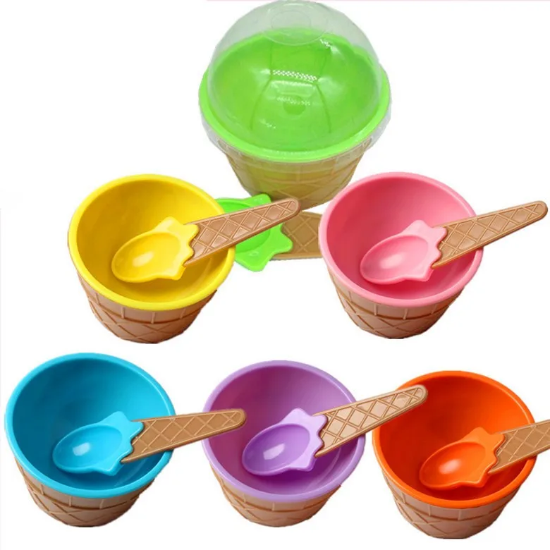 1Set Ice Cream Bowl Spoon Clear/Fluffy Slime Box Popular Kids Food Play Toys For Children Charms Clay DIY Kit Accessories