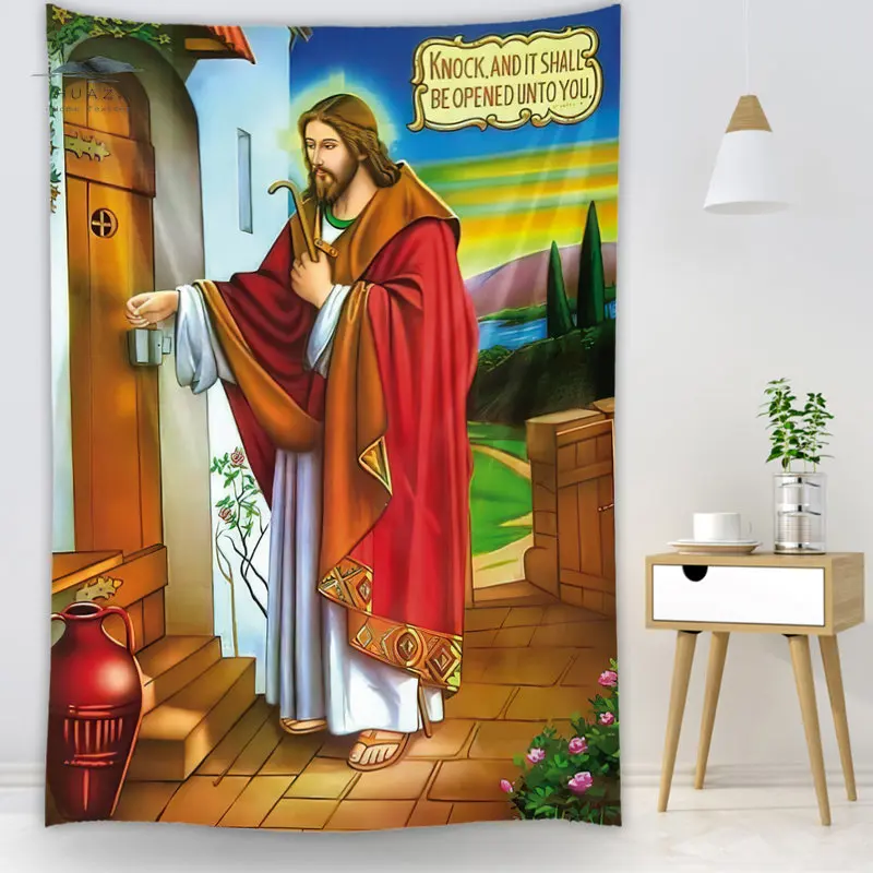 

Jesus Christ Tapestry Christian Believers Wise Men Wall Hanging Easter Home Bedroom Decoration Dorm Cloth Background Tapestries