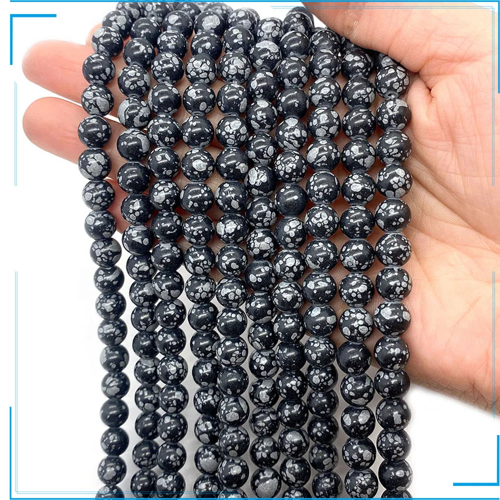 

Black Snowflake Stone Beads Natural Stone Beads Loose Spacer Beads DIY Women's Bracelet Necklace Making Accessories 6 8 10 Mm