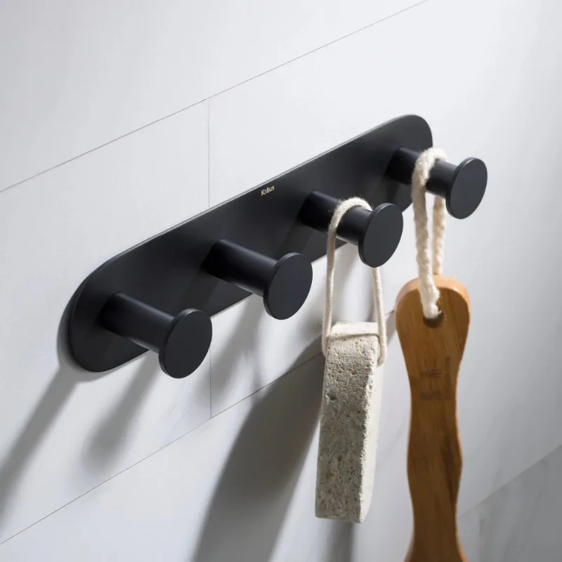 

Bathroom Robe and Towel Hook, Matte Black, 1.94"H