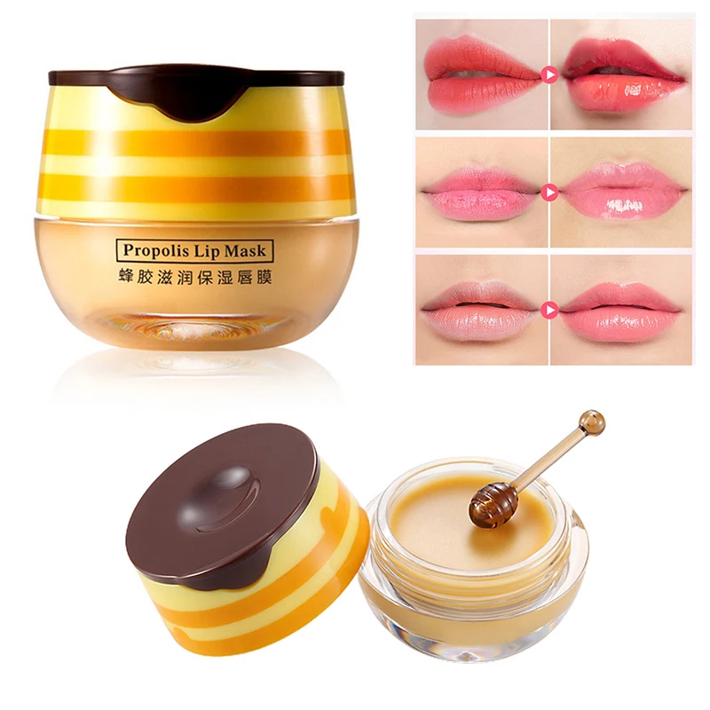 

Propolis Lip Balm Moisturizing Lip Mask Nourishing Anti-wrinkle Anti-cracking Unisex Lip Care Makeup Maintenance With Brush