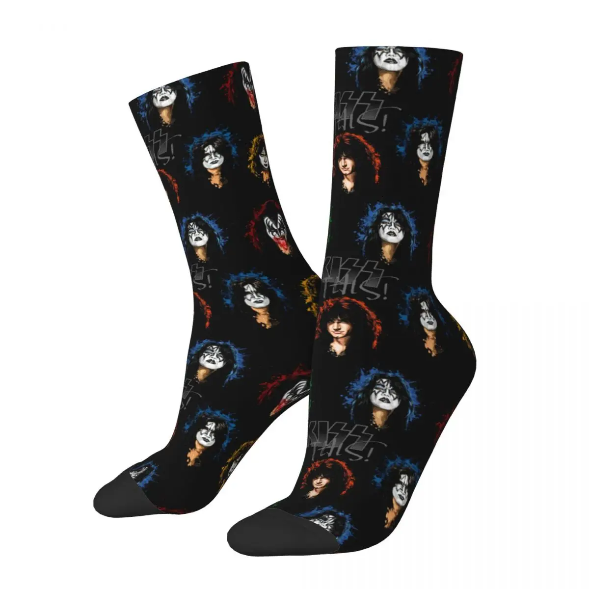 

Hip-hop Music Rock Band Kiss Member Basketball Socks Kiss Demon Ace Catman Polyester Crew Socks for Unisex