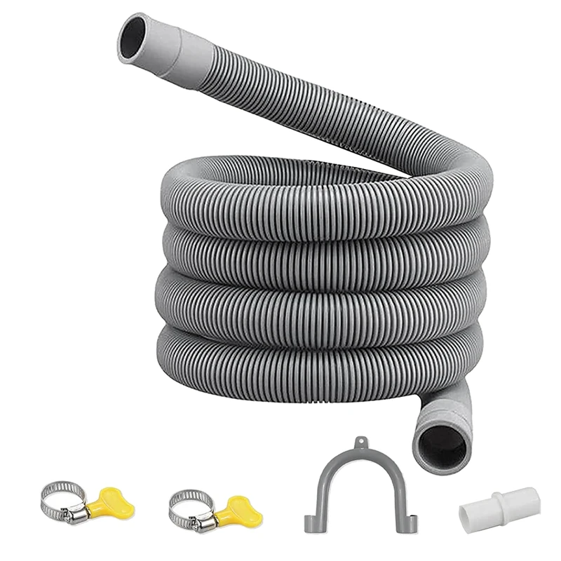 

A06I Drain Hose Extension Set Universal Washing Machine Hose 2M, Include Bracket Hose Connector And Hose Clamps Drain Hoses