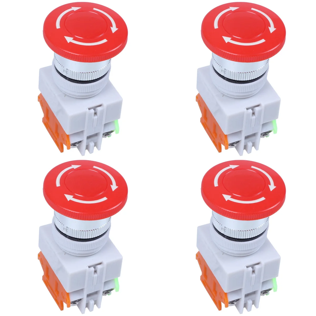 

4X Red Mushroom Cap 1NO 1NC Emergency Stop Push Button Switch AC 660V 10A