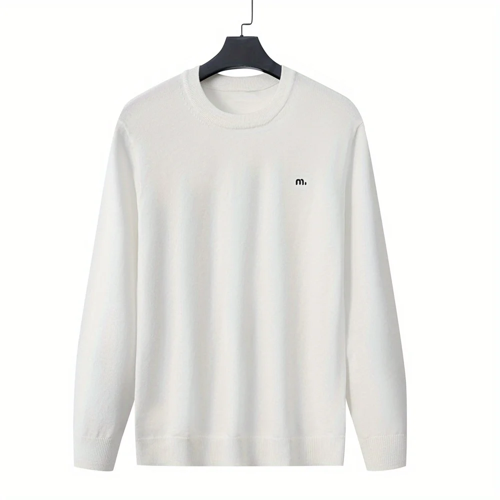 TOQUCL мужской однотонный свитер вязаный пуловер с вышивкой повседневный длинными