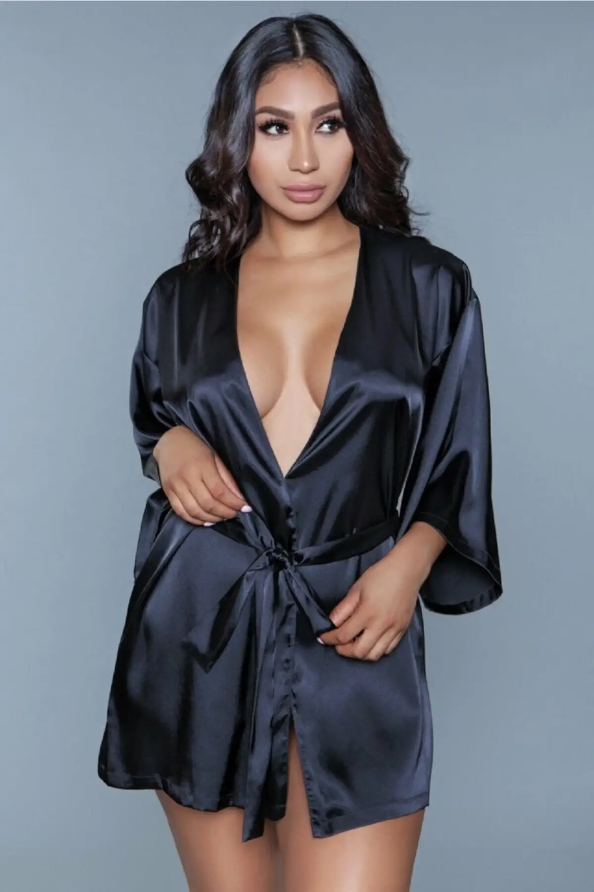

Dressing Gown Black Mini Fashion Robe Female Bathrobe Sexy Peignoir Kimono Bride Dressing Gown Gown Gown Gown