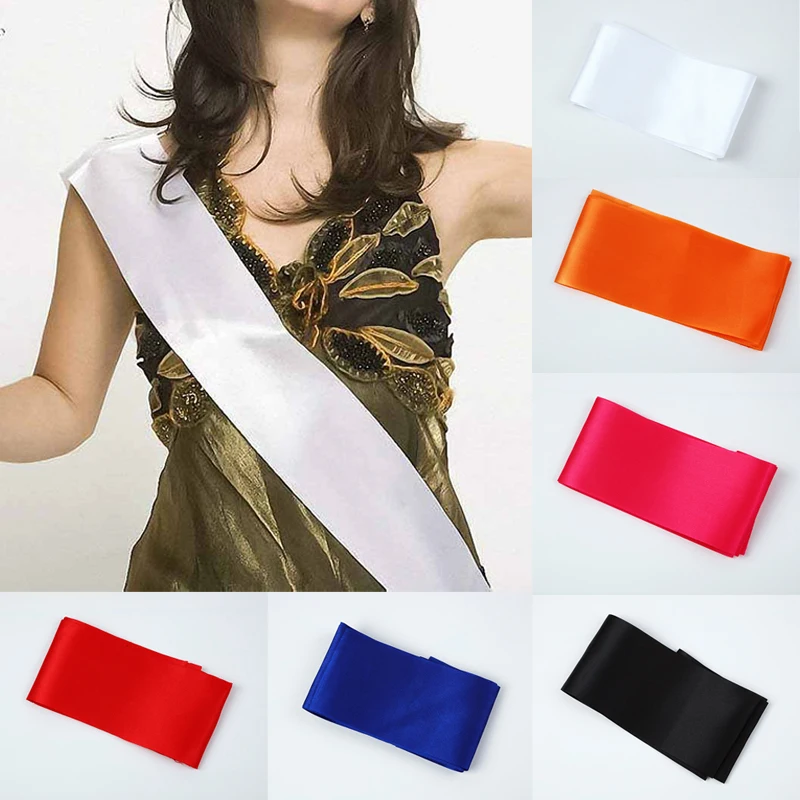 1pc Bride Shoulder Strap Blank Solid Color Birthday Party Sash Wedding Award Ceremony Etiquette Ribbon Decorations Supplies