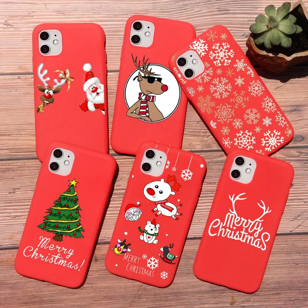 

New year elk christmas Santa phone Case For iphone 14 Pro 11 pro max 6s 7 8 Plus X XS MAX XR TPU Silicone Case for iphone 12 PRO