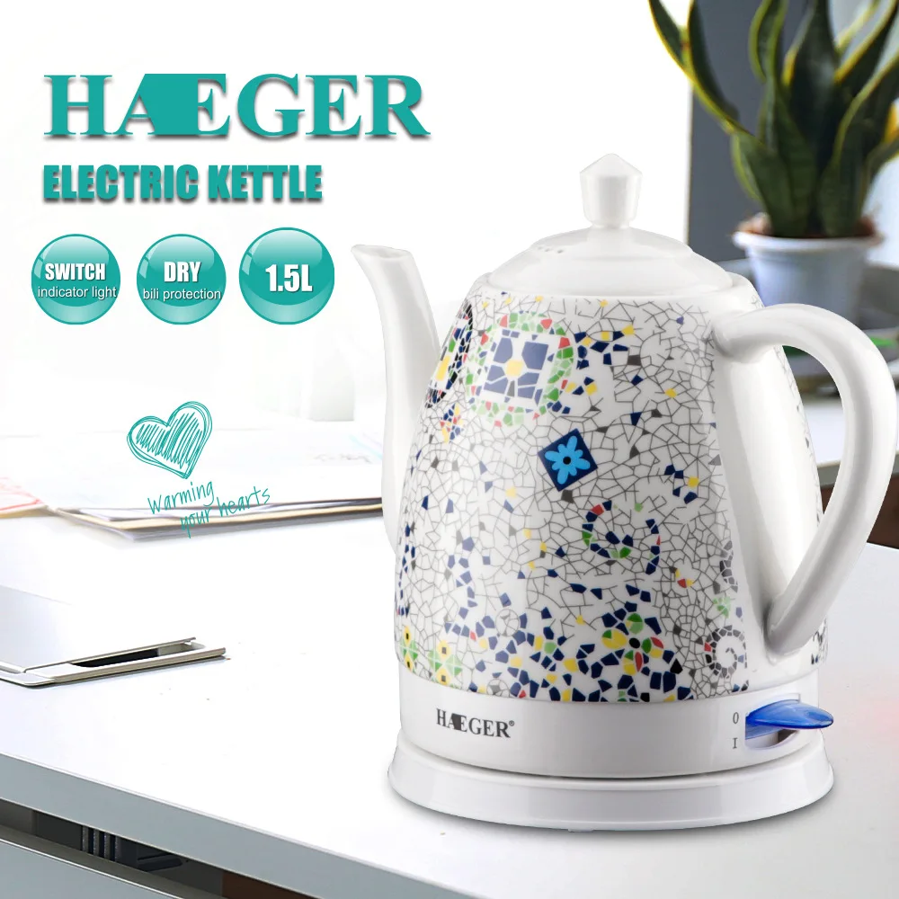 European Standard Hot Sale Ceramic Electric Kettle Household Water Boiling Automatic Power Off Porcelain Pot 1.5L