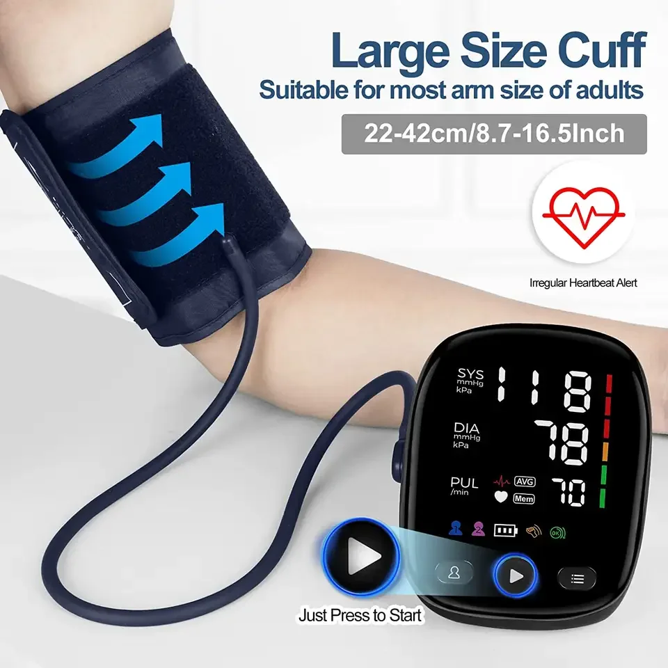 

LED large screen arm sphygmomanometer family medical multi-function elderly blood pressure and heart rate monitor