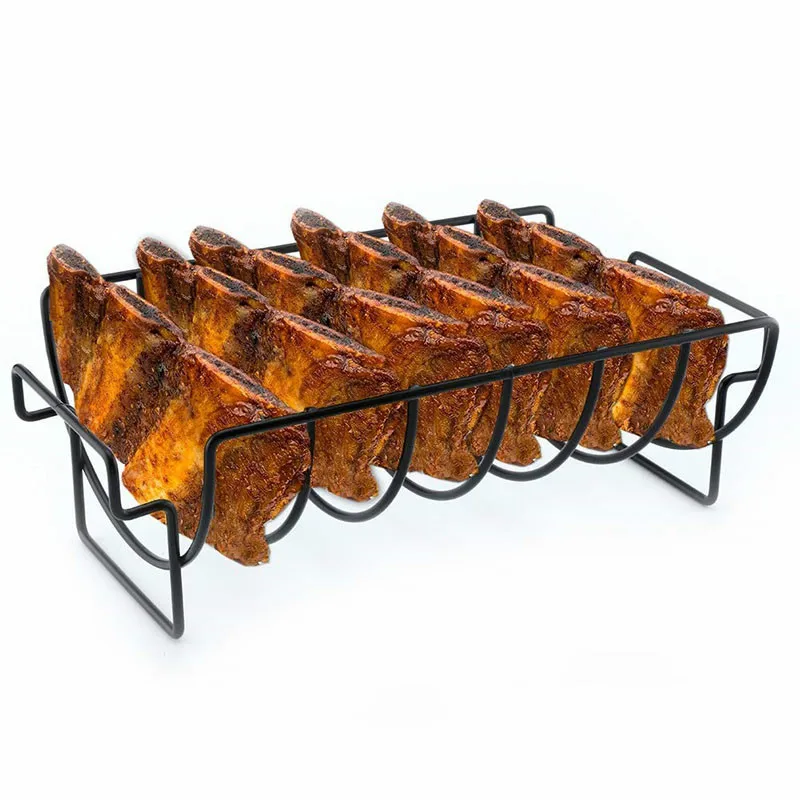 

Non-Stick Rib Shelf BBQ 2021 Stand Barbecue Roast Rack Stainless Steel Grilling BBQ Chicken Beef Ribs Rack Grilling Baske