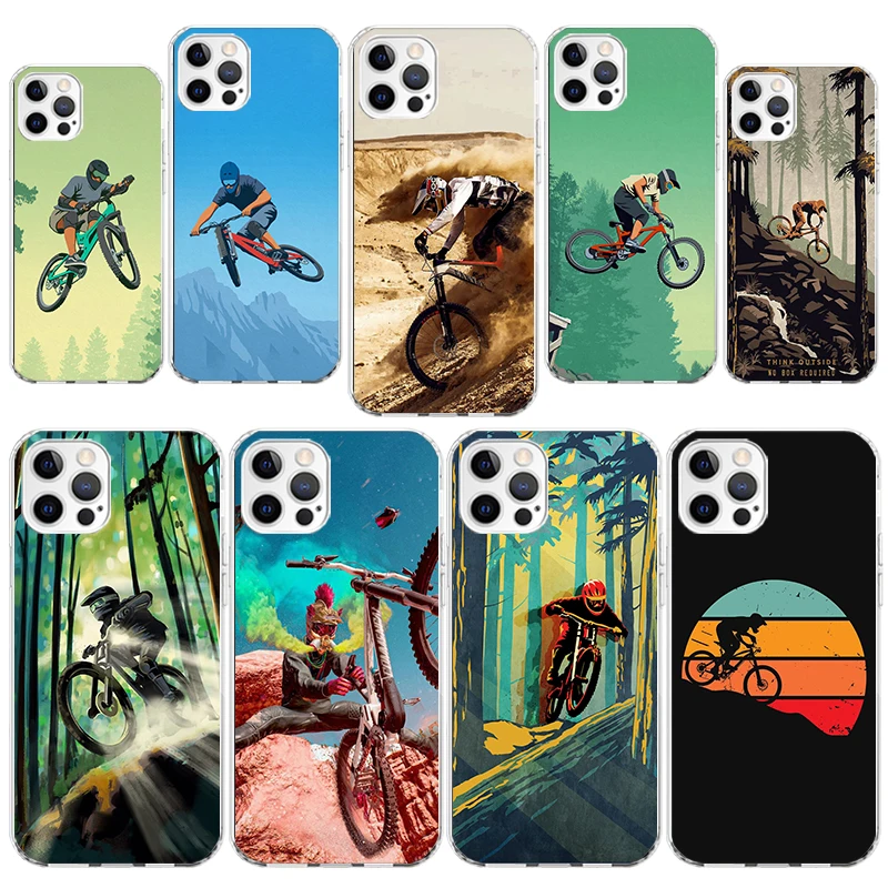 Удивительный чехол для телефона с горным велосипедом iPhone 16 15 14 плюс 13 12 Mini 11 Pro Max X