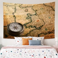 old world map wall tapestry nostalgic retro nautical print 100 microfiber fabric corridor bedroom living room home decoration