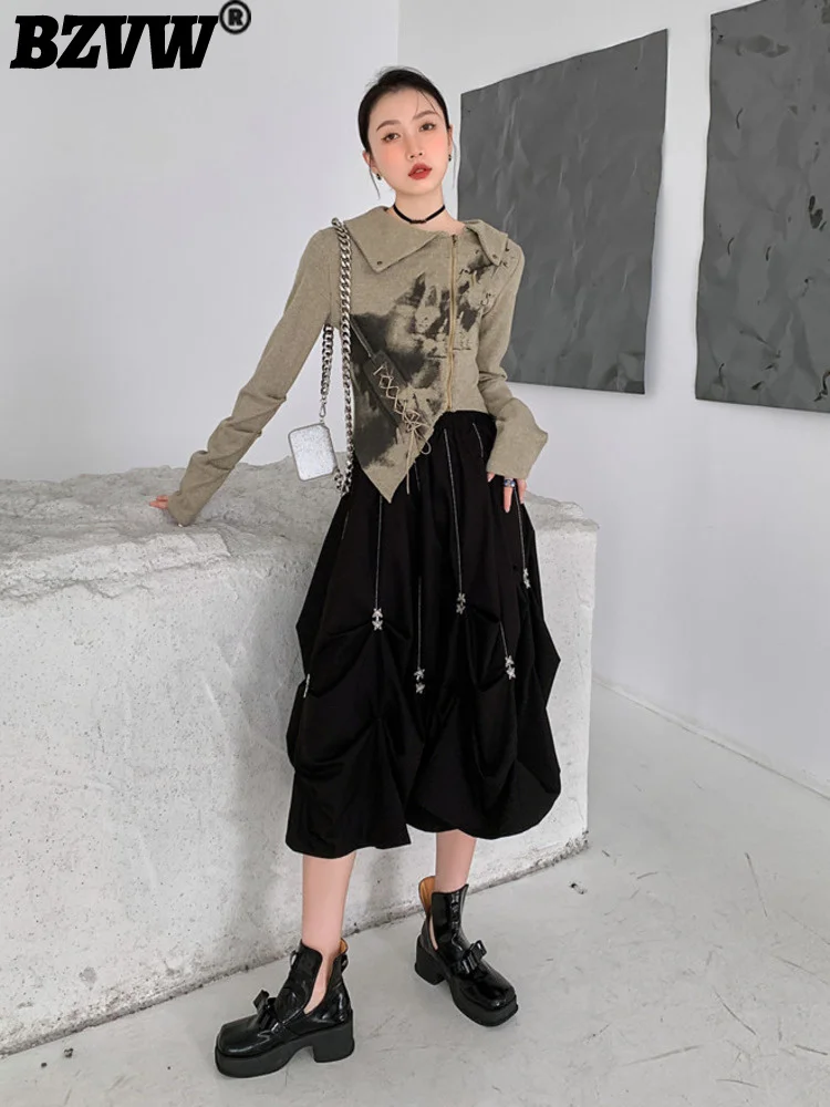 

BZVW Fashion Versatile Set Graffiti Printed Irregular Top Women's High Street Designer Skirt Female 2023 Summer New Tide 25Y0804