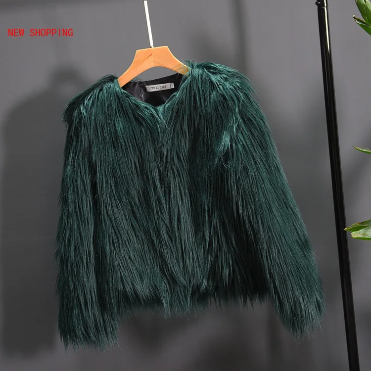 Female Jacket Fur Autumn Winter Shaggy Outerwear Warm Faux Women Short Fur Coat Plus Size Black White Pink Plush Coats 5 Colors