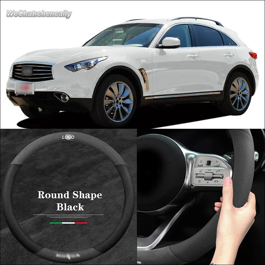 

Нескользящий Прочный чехол на руль из черной замши для Infiniti FX35, аксессуары для салона автомобиля