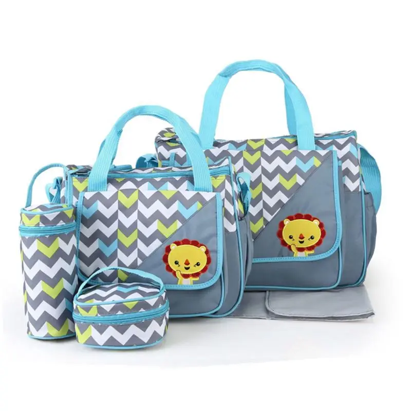 

5Pcs/Set Cute Cartoon Animal Baby Diaper Bag Tote Waterproof Organizer Large Capacity Mummy Maternity Nursing Handbag