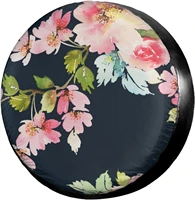 foruidea spring floral watercolor blue spare tire cover waterproof dust proof uv sun wheel tire cover fit