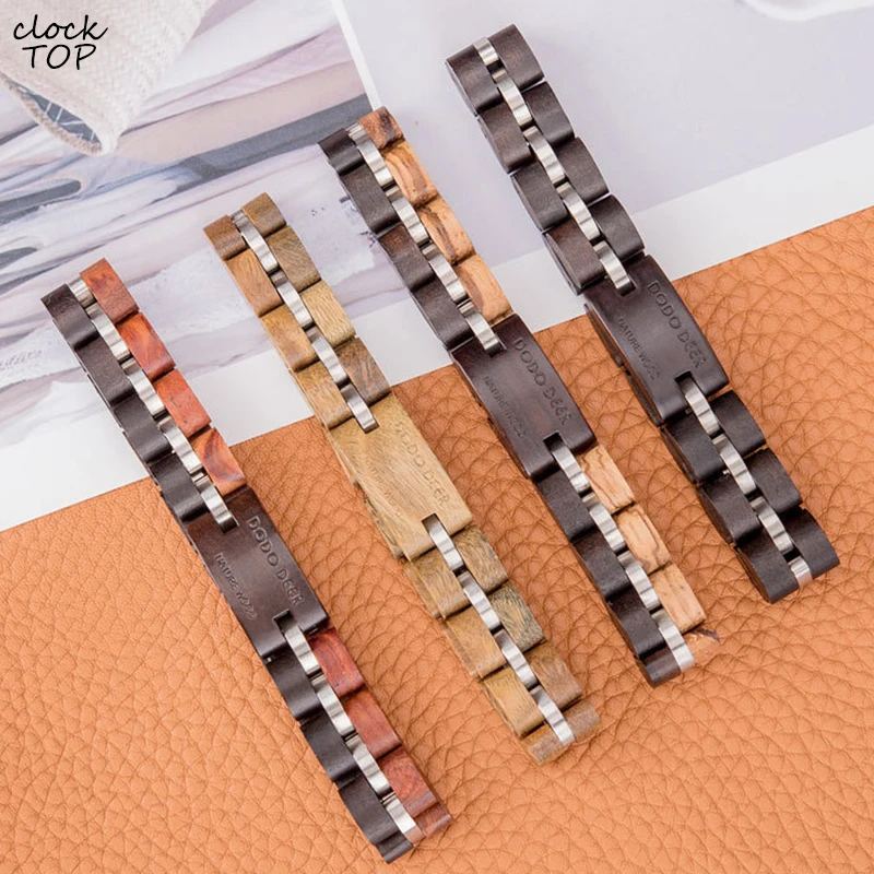 

Wooden Bracelet for Women Real Full Wooden Band with Metal Stainless Steel Bamboo Strap with Jewelry Buckle Ladies Female Bangle