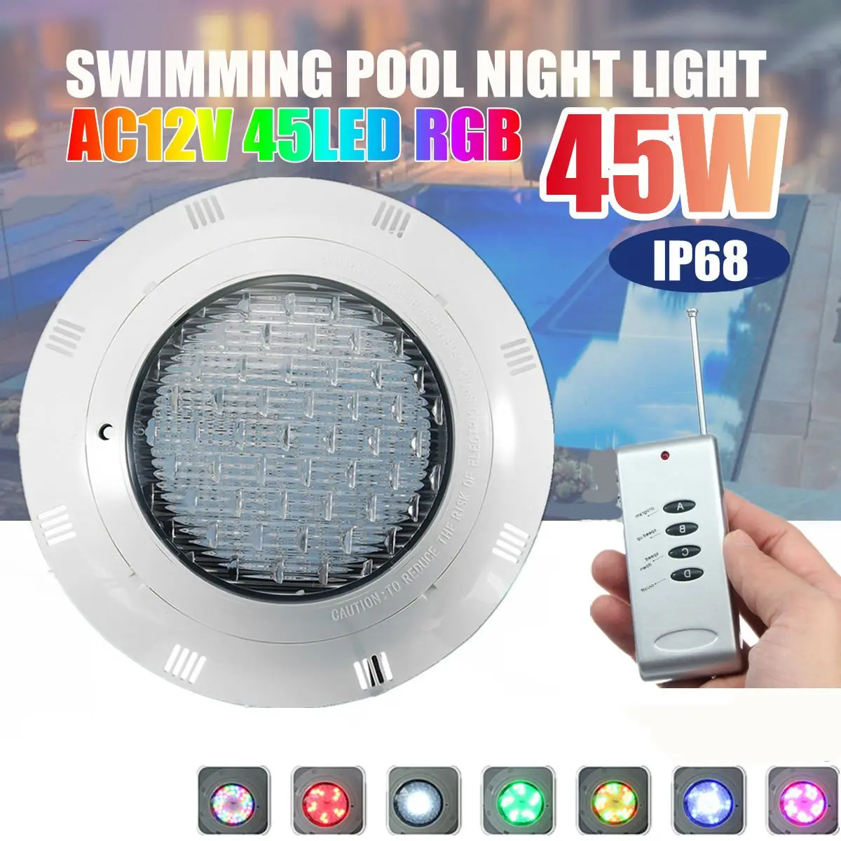 45W LED Underwater Swimming Pool Lights IP68 Waterproof RGB AC12V Color Changing Lamp with Remote Control Decoration Lighting