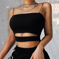 2022 new fashion hot sexy women summer sexy casual sleeveless cut out short tee shirt crop top vest strap tank top blouse