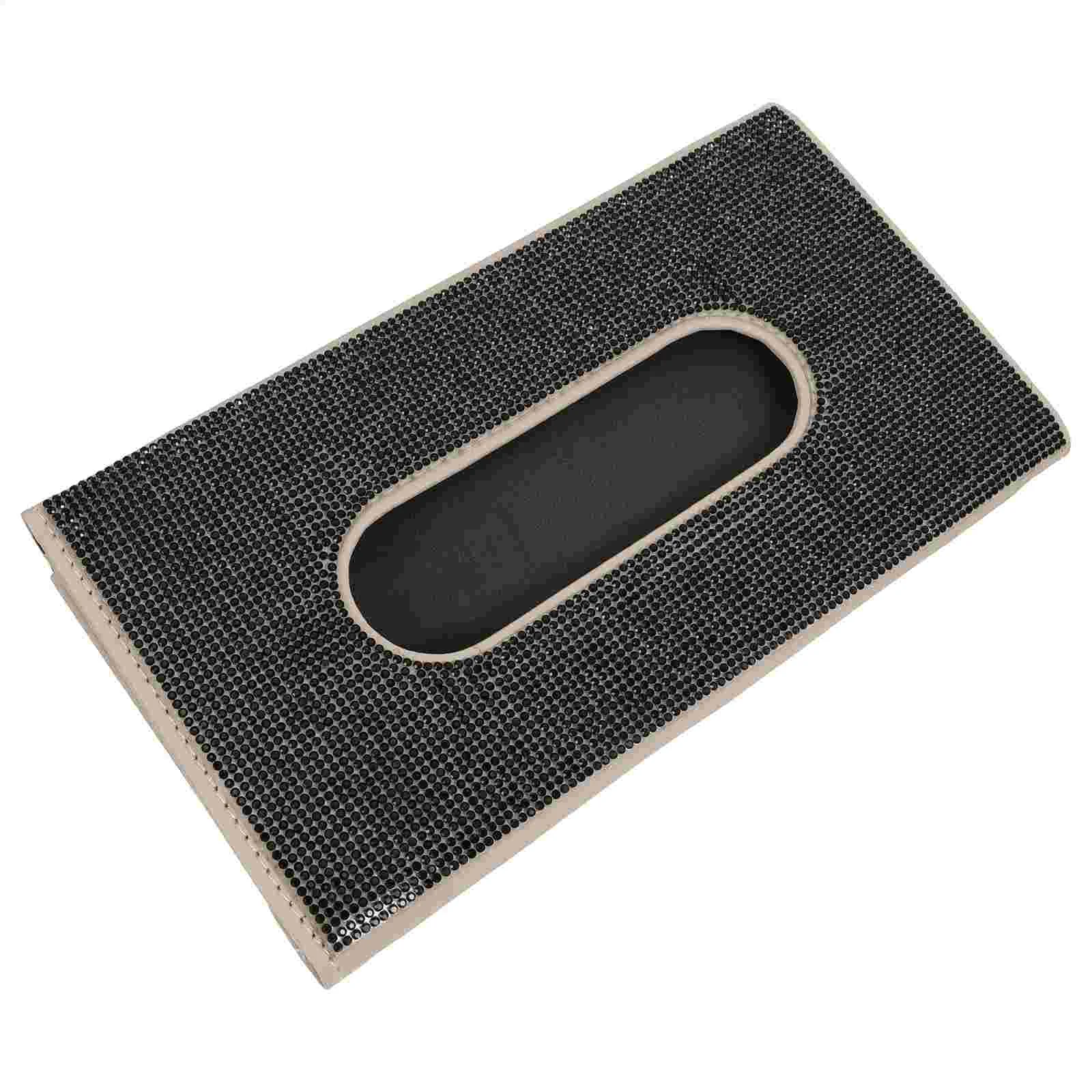

Car Holder Tissue Box Napkin Pu Storage Towel Paper Rhinestone Backseat Visor Sun Masks Refill Case Dispenser