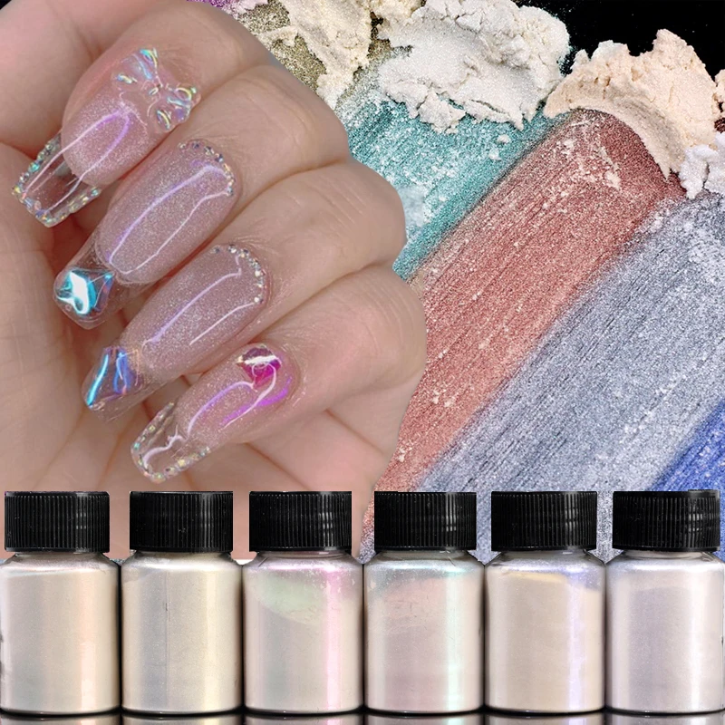 

Colorful Aurora Mirror Nail Glitter Powder Rubbing Dust Pigment Chrome Iridescent Holographic Nail Art Decorations for Manicure