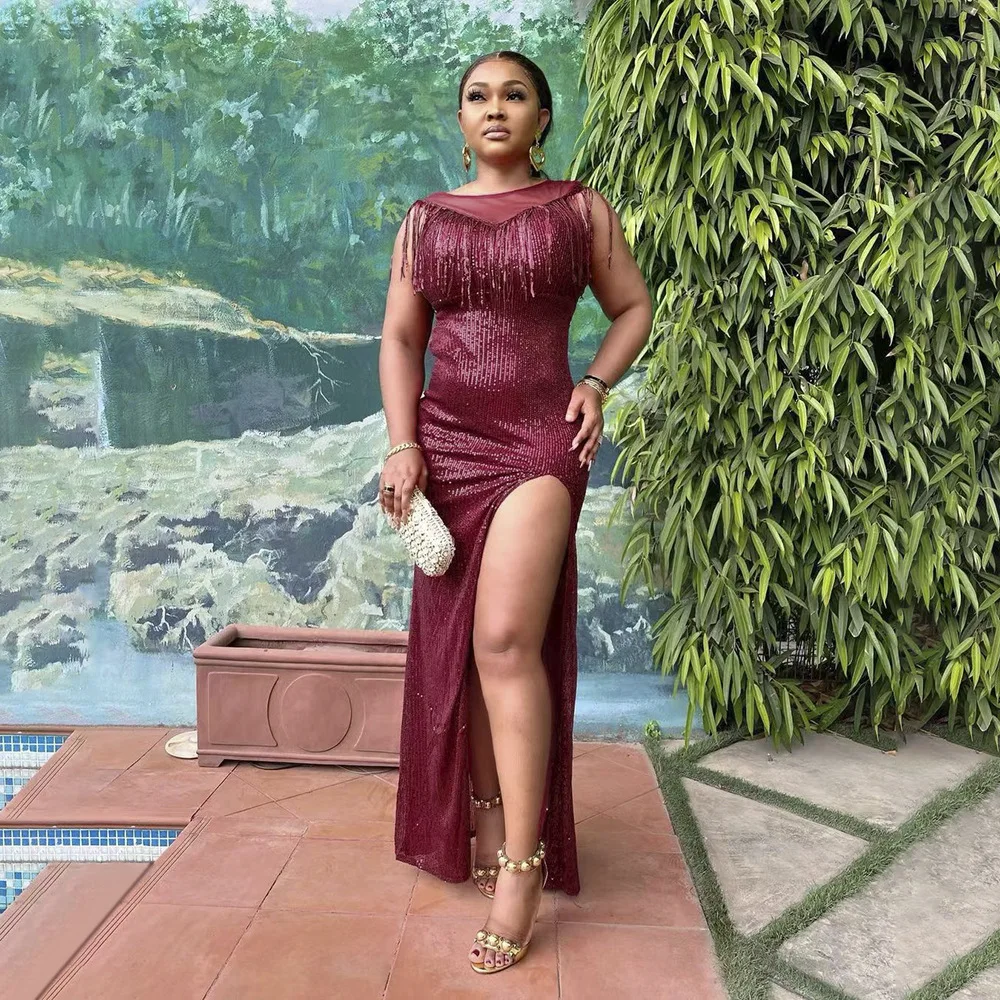 

Женское вечернее платье без рукавов, длинное платье с блестками и разрезом, элегантное официальное праздничное платье знаменитости, 2022