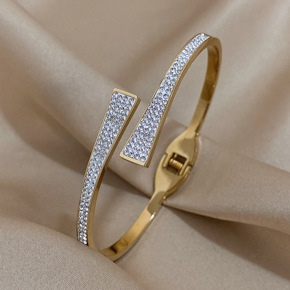 Greatera Роскошные инкрустированные искусственными манжетами из нержавеющей стали