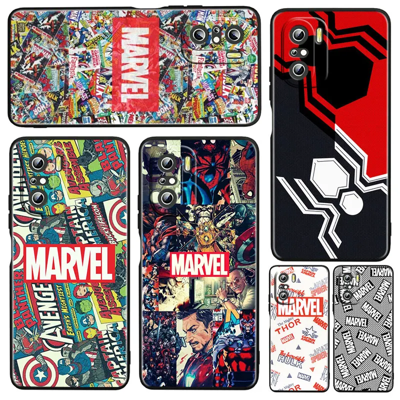 

Avengers Marvel Logo For Xiaomi Redmi K50 Gaming Pro 5G 10 9 9A 9C 9T 8 7 6 5 4X TPU Soft Black Phone Case Fundas Capa Cover