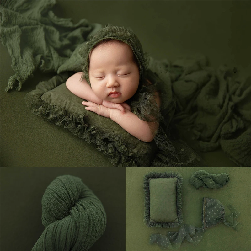 Newborn Baby Girl Photography Props Purple Forest Green Hat Wrap Backdrop Blanket Pillow Fotografia Studio Shooting Photo Props enlarge