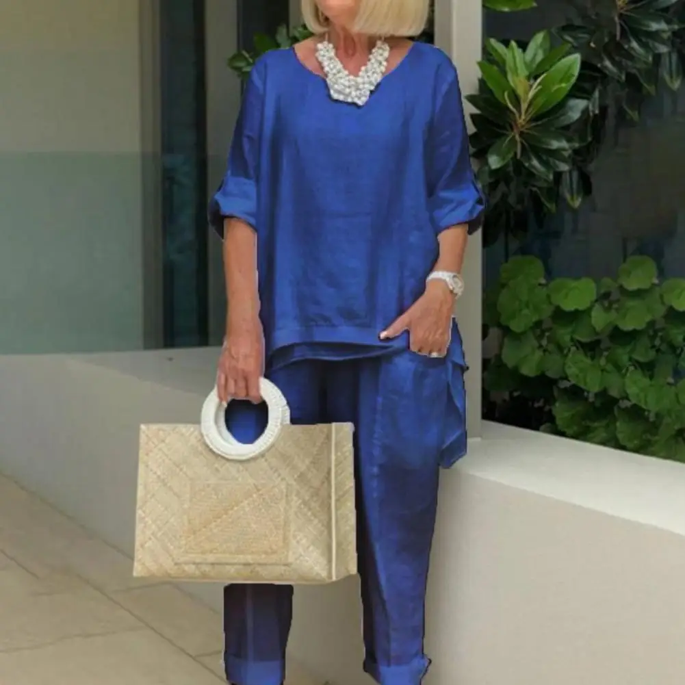 

Women Top Pants Set Extra Soft Sweatshirt Pants Set Solid Color Summer Women Sweatshirt Pants Streetwear Set All Match