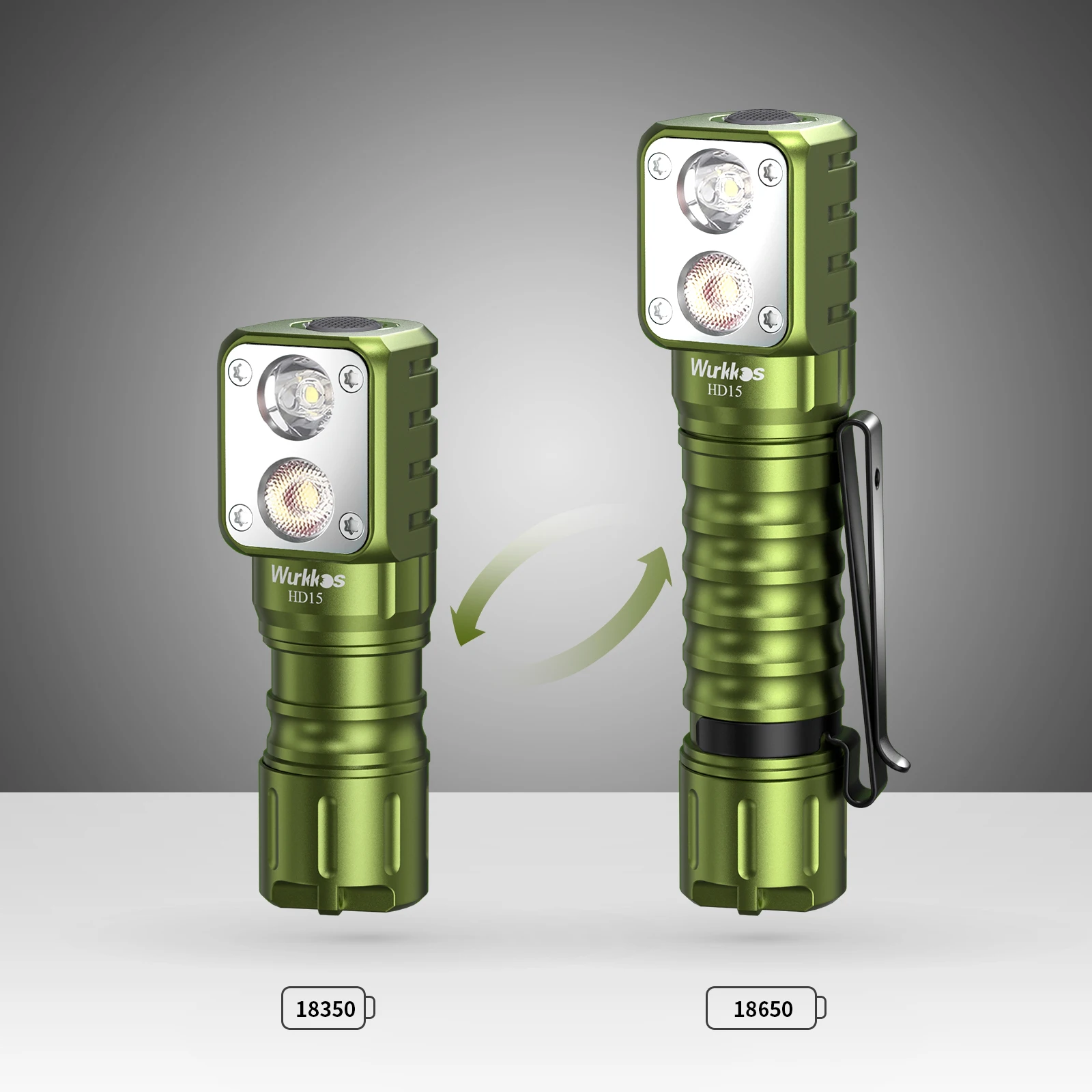 Wurkkos HD15,HD15R Headlamp 18650 2A Rechargeable Headlight 2000lm Dual LED LH351D+SST20 USB Reverse Charge Magnetic Tail Hiking