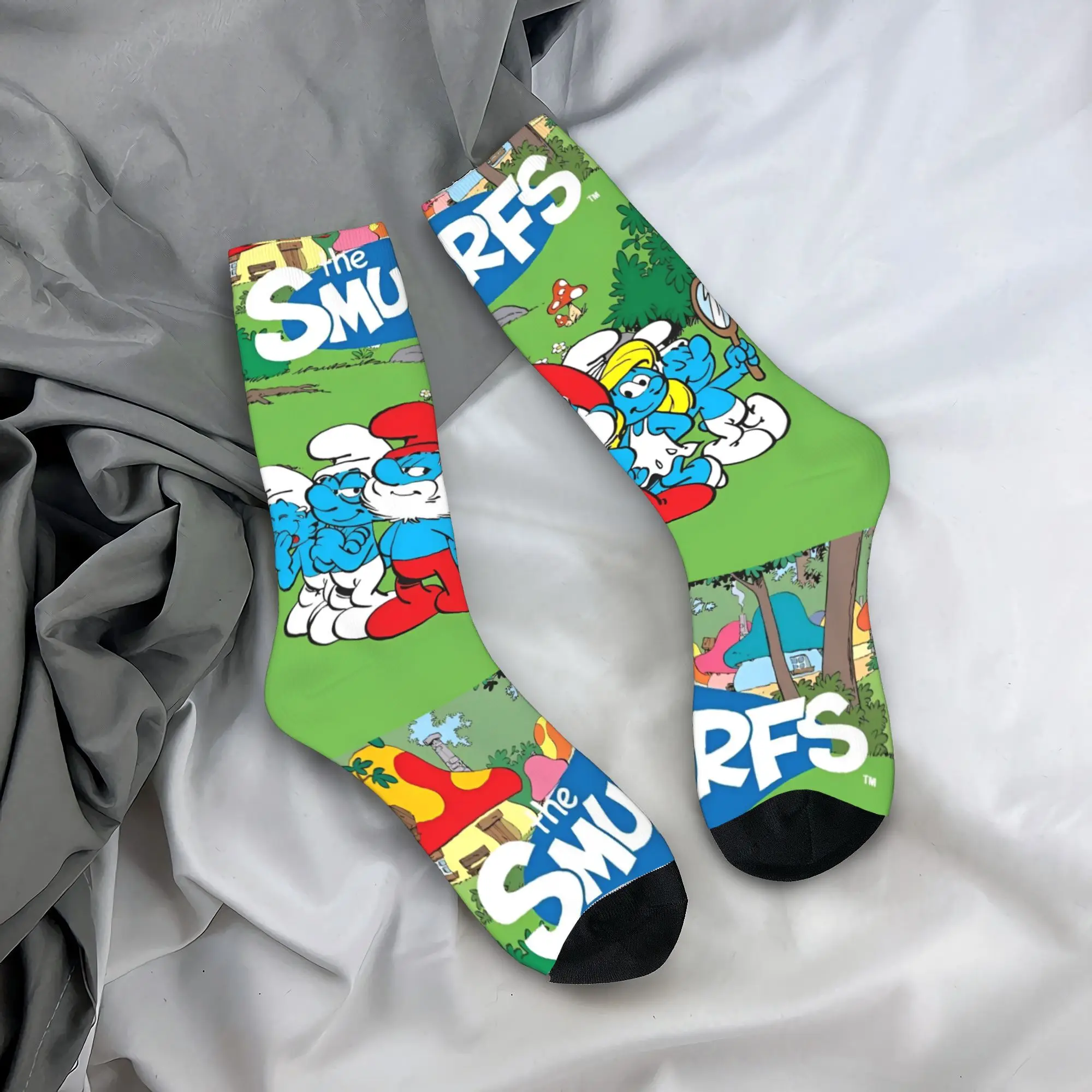 Новые мужские носки Crazy The S-Smurfs синие с героями мультфильмов аниме 90-х годов
